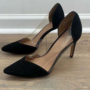 Nordstrom Leith Parker a Lear d’Orsay Pump Black Clear Seude Leather Sz 7